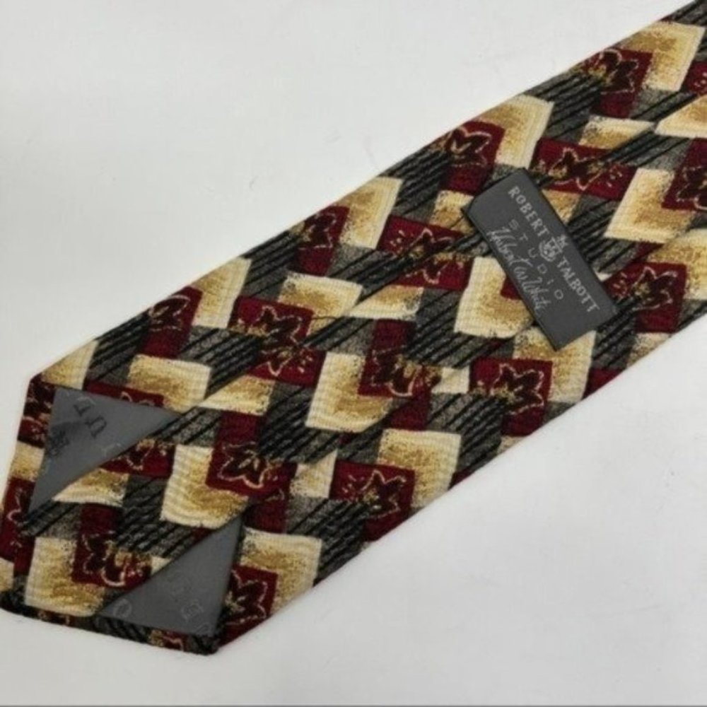 Robert Talbott Studio Red Multicolor Printed Silk… - image 4